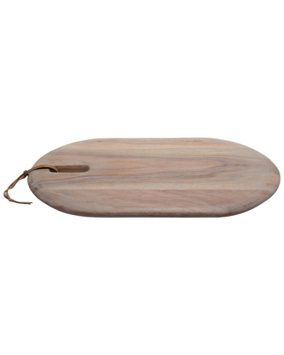 Bidkhome Acacia Wood Cutting Board With Leather Strap In Green