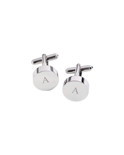 Bey-berk Monogrammed Rhodium Plated Round Cufflinks, (a-z)