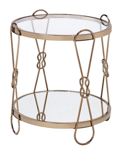 Acme Furniture Zekera End Table In Champagne And Mirrored