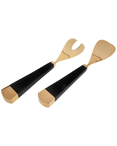 Godinger Noble Salad Server Set In Black