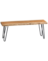 ALATERRE ALATERRE HAIRPIN NATURAL LIVE EDGE WOOD WITH METAL 48IN BENCH