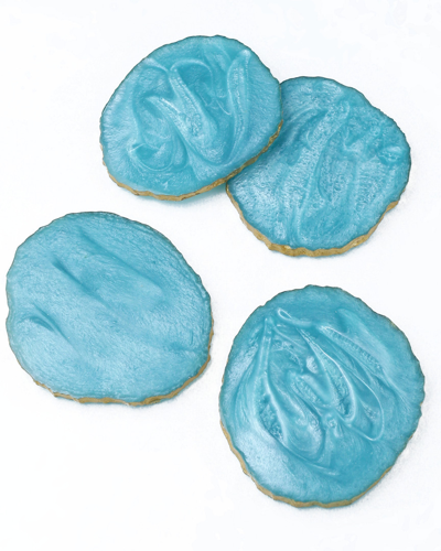 Tiramisu Set Of 4 Blue Resin Coasters