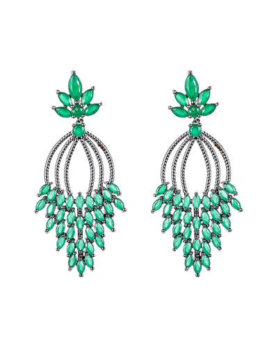 Eye Candy La Green Leaf Cz Crystal Drop Earrings