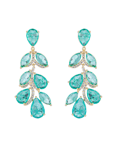 Eye Candy La Luxe Collection Green Leaf Cubic Zirconia Crystal Dangle Earrings