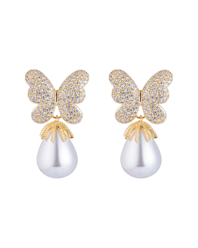 Eye Candy La Luxe Collection Monarch Butterfly Cubic Zirconia Crystal Drop Earring In Gold