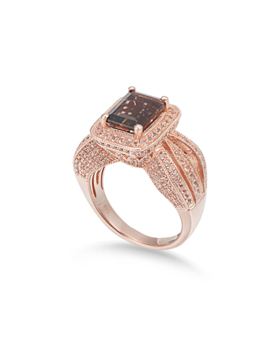 Suzy Levian Rosed Silver 4.50 Ct. Tw. Gemstone Statement Ring In Gold