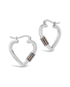 Sterling Forever Rhodium Plated Cz Heart Carabiner Hoops