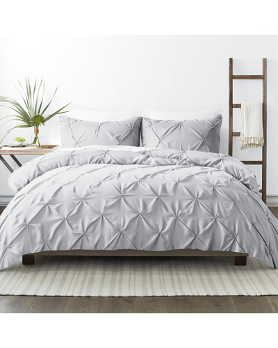 Home Collection Ultra Soft Pinch Pleat Light Grey Duvet Set