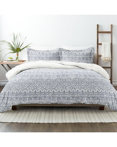 Home Collection Ultra Soft Modern Rustic 3pc Reversible Duvet Set In Navy