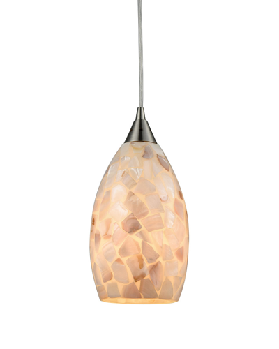 Artistic Home & Lighting Capri 1-light Pendant In Satin Nickel & Capiz Shell In Neutral