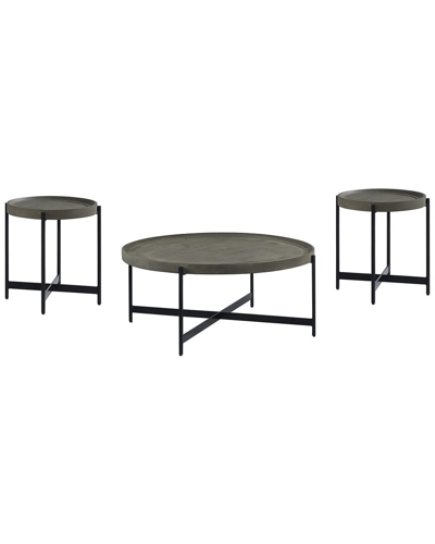 Alaterre Brookline 3pc Living Room Set With 42in Round Coffee Table & Two 20in End Tables