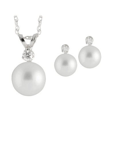 Splendid Pearls 14k Diamond 5-6mm Pearl Set