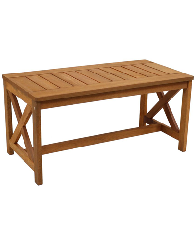Sunnydaze Meranti Wood Outdoor Patio Coffee Table With Teak Oil Finish In Brown