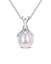 Rina Limor Silver 8.5-9mm Pearl Drop Pendant Necklace