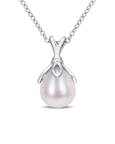 Rina Limor Silver 8.5-9mm Pearl Drop Pendant Necklace