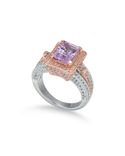 Suzy Levian Two-tone Silver 5.20 Ct. Tw. Gemstone Statement Ring