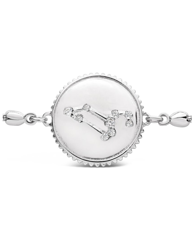Sterling Forever Silver Cz Leo Disc Bolo Bracelet