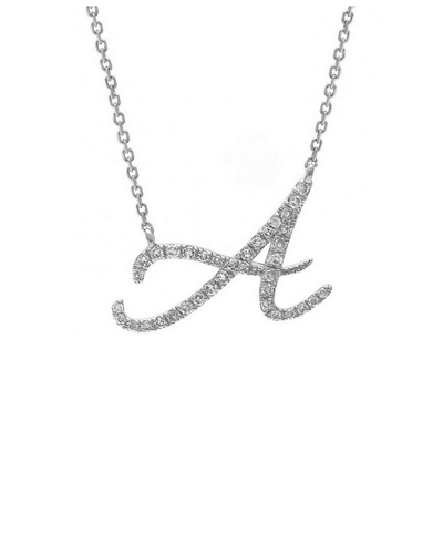 Jane Basch 14k 0.16 Ct. Tw. Diamond Script Initial Necklace (a-z)