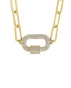 Sterling Forever Pave Cubic Zirconia Carabiner Linked Lock Necklace