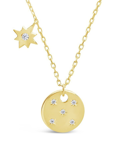 Sterling Forever 14k Over Silver Cz Northern Star Necklace In Gold