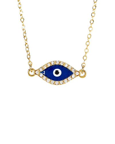 Sterling Forever 14k Plated Cz & Enamel Evil Eye Pendant Necklace