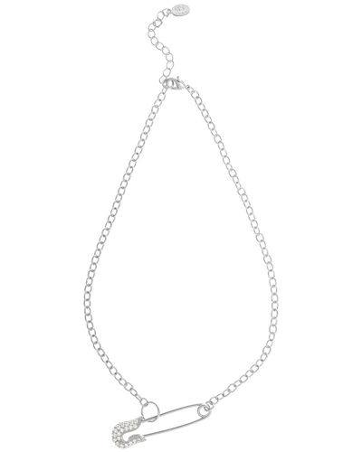Rivka Friedman Rhodium Safety Pin Chain Necklace In Grey