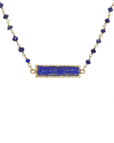 Rachel Reinhardt 14k Over Silver Blue Lapis Bar Necklace