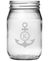 Susquehanna Glass Monogrammed Anchor Set Of Four 14oz Mason Glasses
