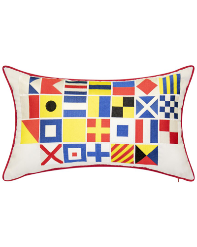 Edie Home Edie@home Indoor & Outdoor Nautical Flags Reversible Lumbar Decorative Pillow In Multi