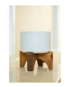 Flora Bunda 7in Dumpling Ceramic Planter On Wood Stand In White