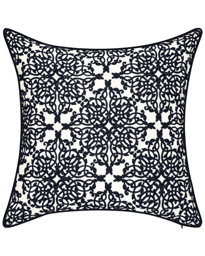 Edie Home Indoor/outdoor Embroidered Lace Decorative Pillow In Black