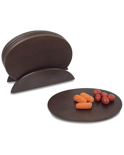 Woodard & Charles 7pc Oval Tray Serving Set In Brown