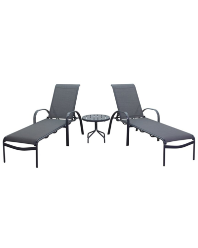 Courtyard Casual Santa Fe 3pc Chaise Loungers Set In Silver