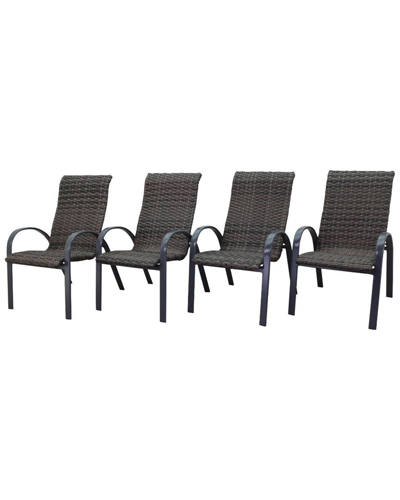 Courtyard Casual Santa Fe Set Of 4 Wicker Chairs In Silver