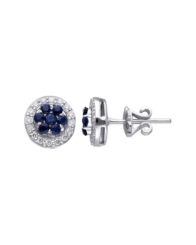 Kallati 14k 0.50 Ct. Tw. Diamond & Blue Sapphire Earrings