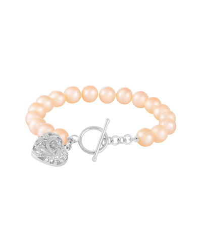 Splendid Pearls Silver 8-8.5mm Pearl Pendant Bracelet In Pink
