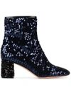 ROCHAS BLUE SEQUIN 65 ANKLE BOOTS,RO291400604212143930