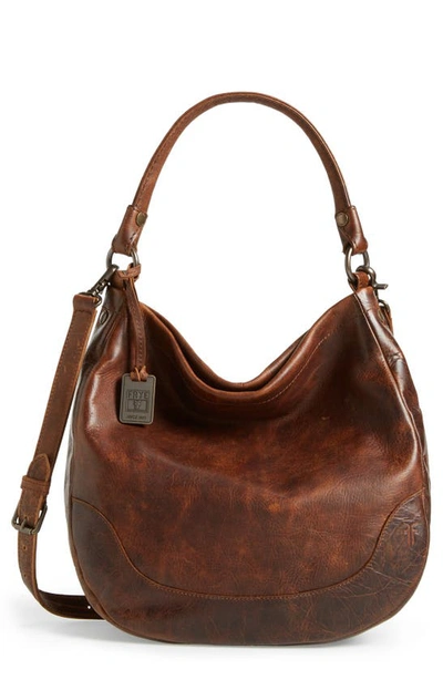 Frye Melissa Leather Hobo - Brown In Dark Brown/brass