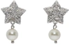 MIU MIU Silver Crystal & Pearl Star Earrings