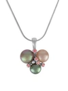 Majorica Grey, Nuage, Rose Pearl and Sterling Silver Pendant Necklace
