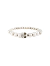 Alexander Mcqueen Skull Beaded Embellished Bracelet In Metallic