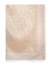 VALENTINO VALENTINO GARAVANI WOMEN VLOGO SIGNATURE SHAWL IN SILK & CAMEL BLEND