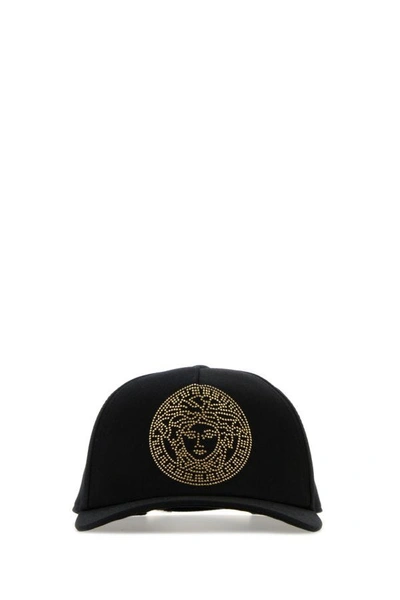 Versace Man Black Cotton Baseball Cap