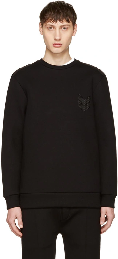 Neil Barrett Black Neoprene Military Sweatshirt