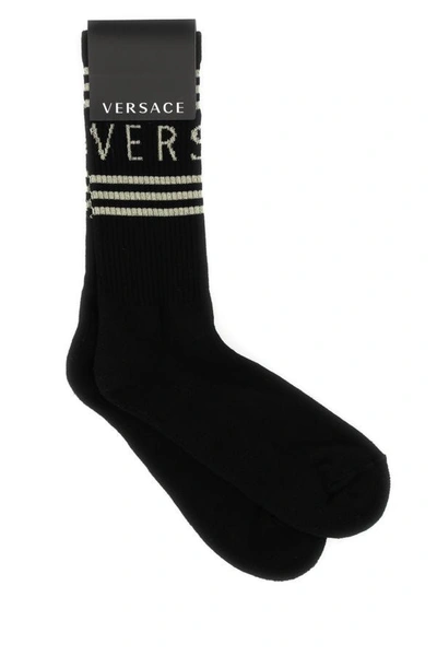 Versace Man Black Stretch Cotton Blend Socks