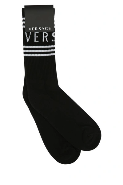 Versace Man Black Stretch Cotton Blend Socks