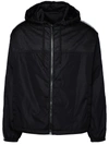 Versace Jacquard-logo Hooded Jacket In Black