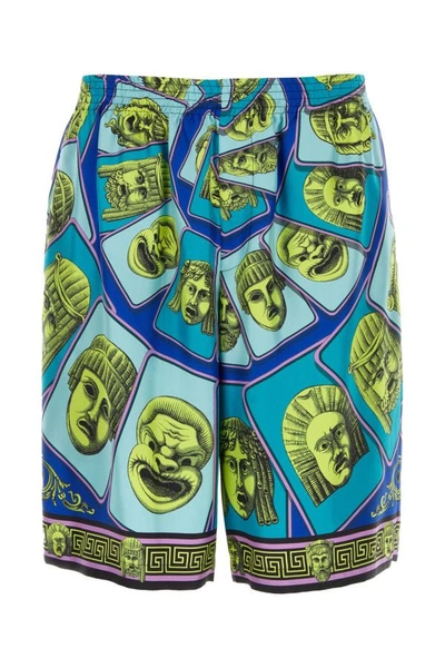 Versace Printed Shorts In Gnawed Blue