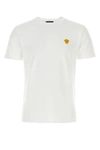 Versace White Crewneck T-shirt With Medusa Embroidery On The Front In Cotton Man In White