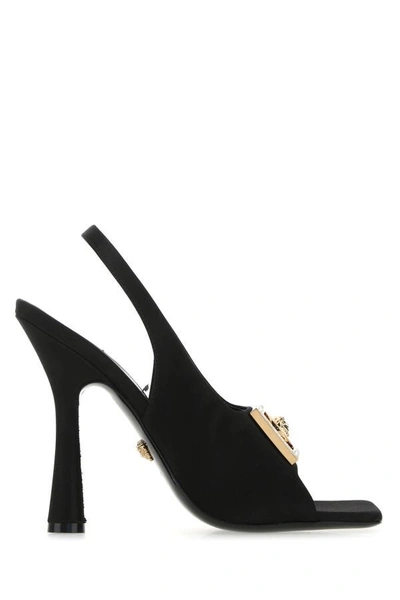 Versace Woman Black Satin Sandals